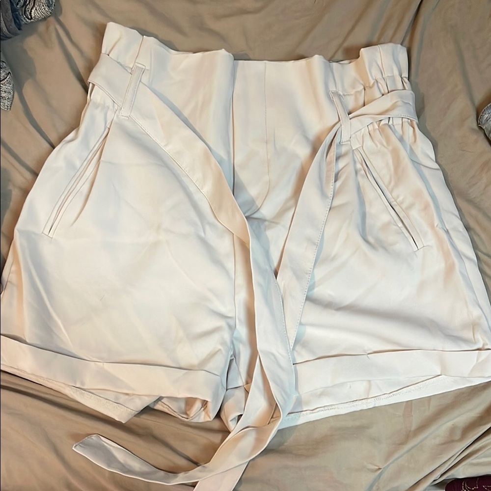 Charlotte Russe Cream High Waist Shorts